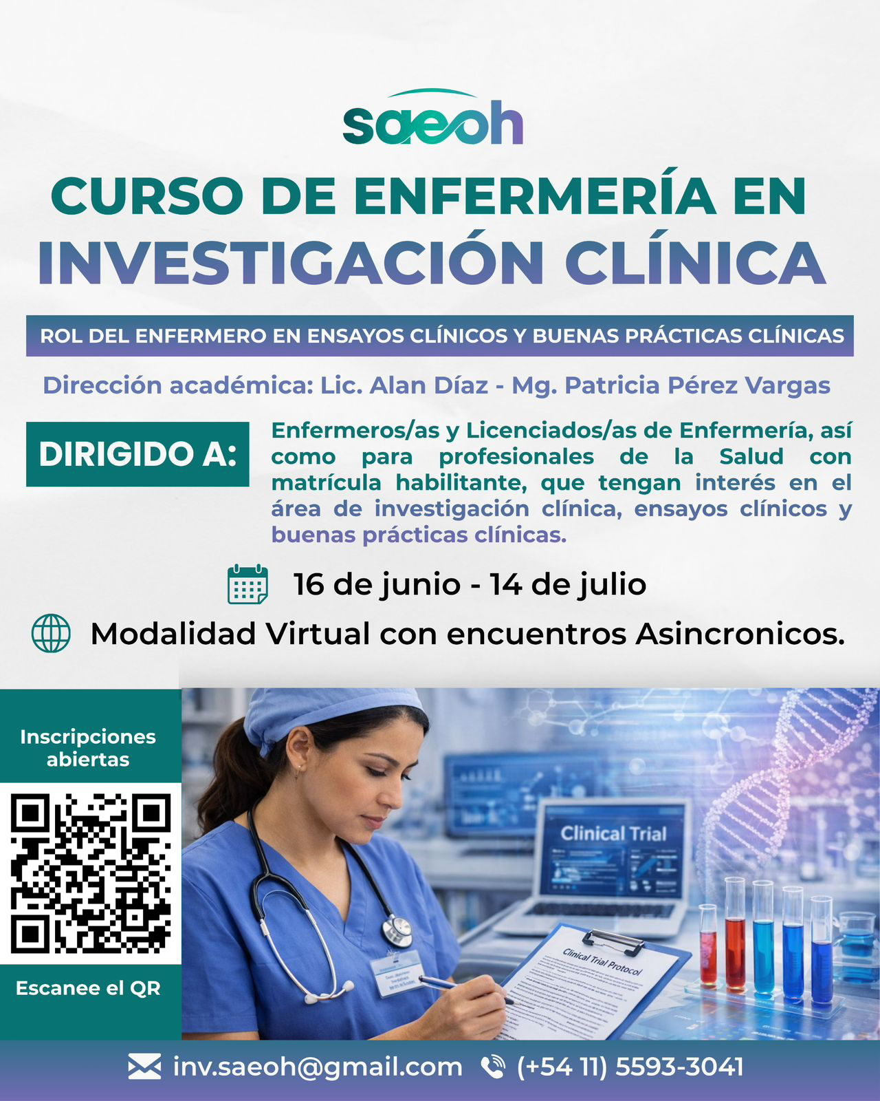 Curso de Enfermería en Investigación Clínica - Comienza el 16 de Junio de 2026
